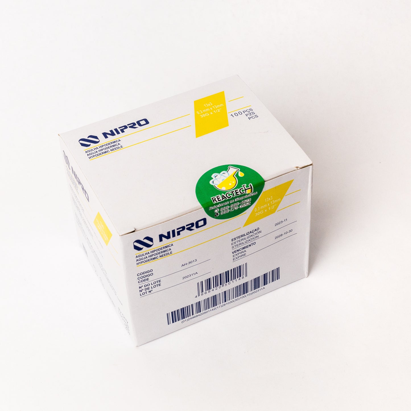 NIPRO-AGUJA HIPODERMICA AMARILLA 30GX13mm C/100