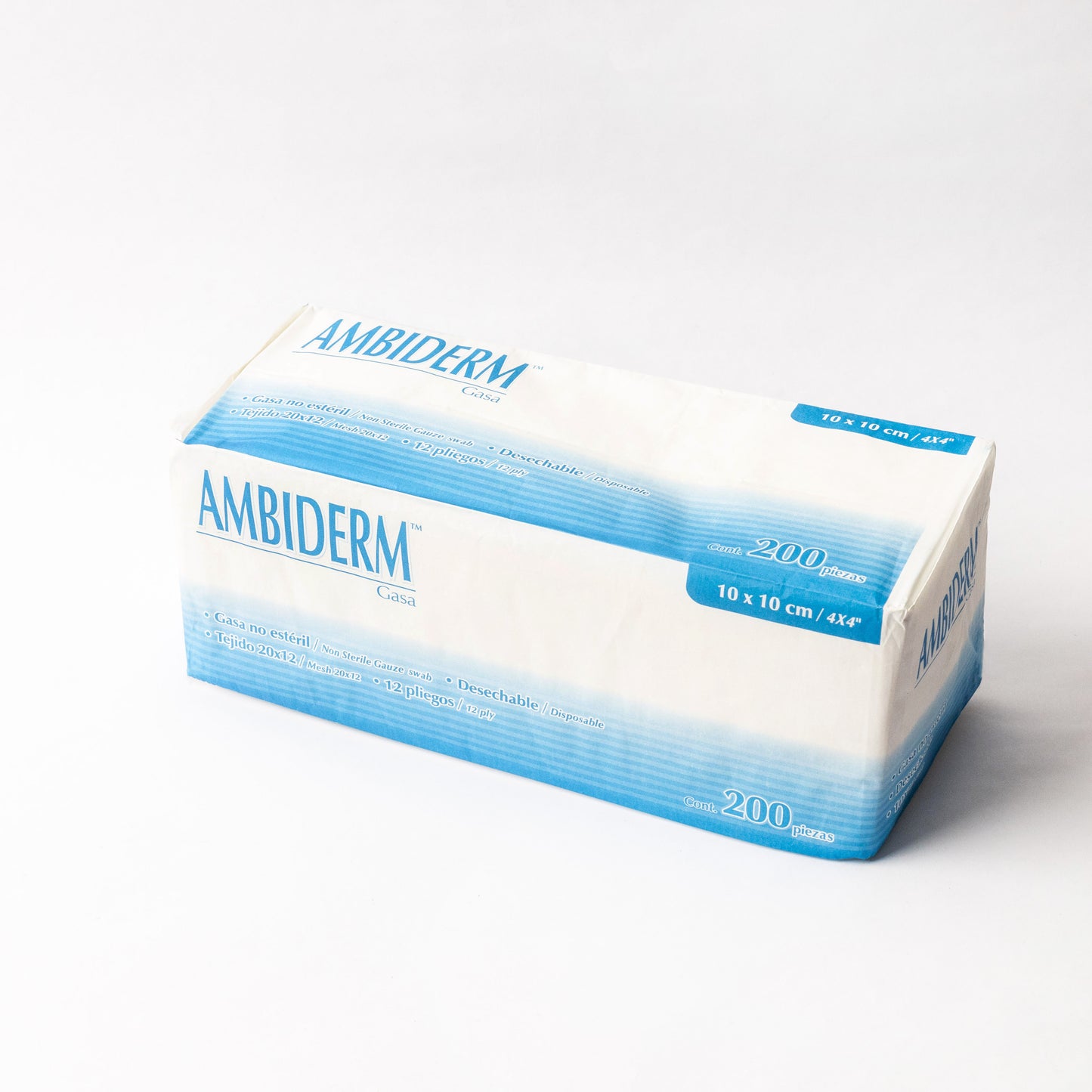 AMBIDERM - GASA NO ESTERIL 10x10cm 12 PLIEGOS C/200 PZ