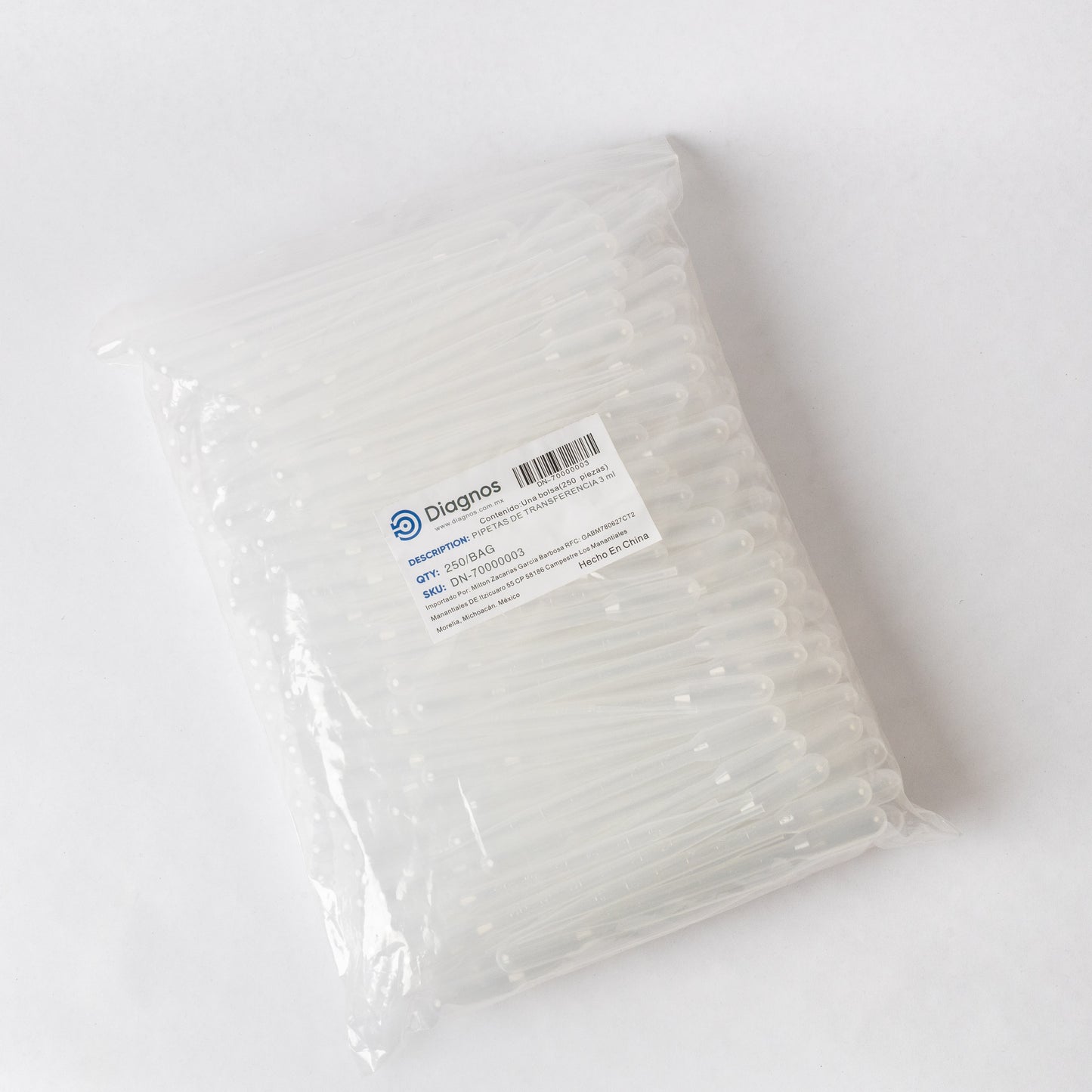 DIAGNOS - PIPETAS PASTEUR DE TRANSFERENCIA 3 ml C/500