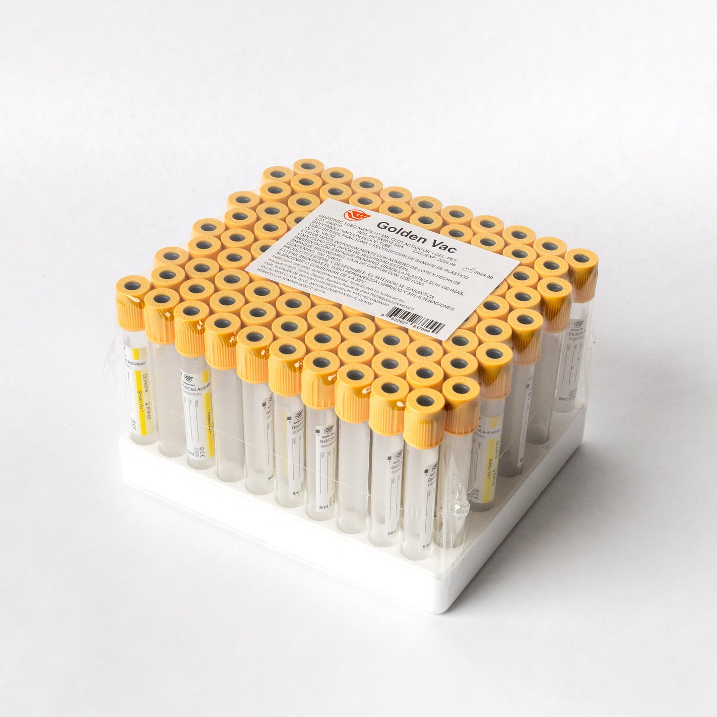 GOLDEN VAC-TUBO AMARILLO CLOT ACTIVATOR+GEL 5ml C/100