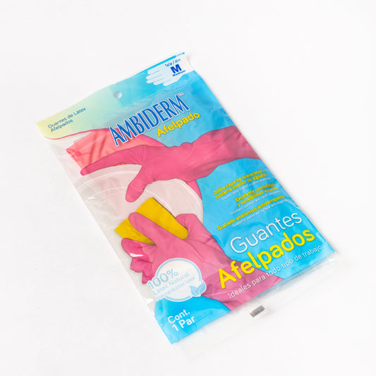 AMBIDERM - GUANTE AFELPADO ROSA M C/1 PAR