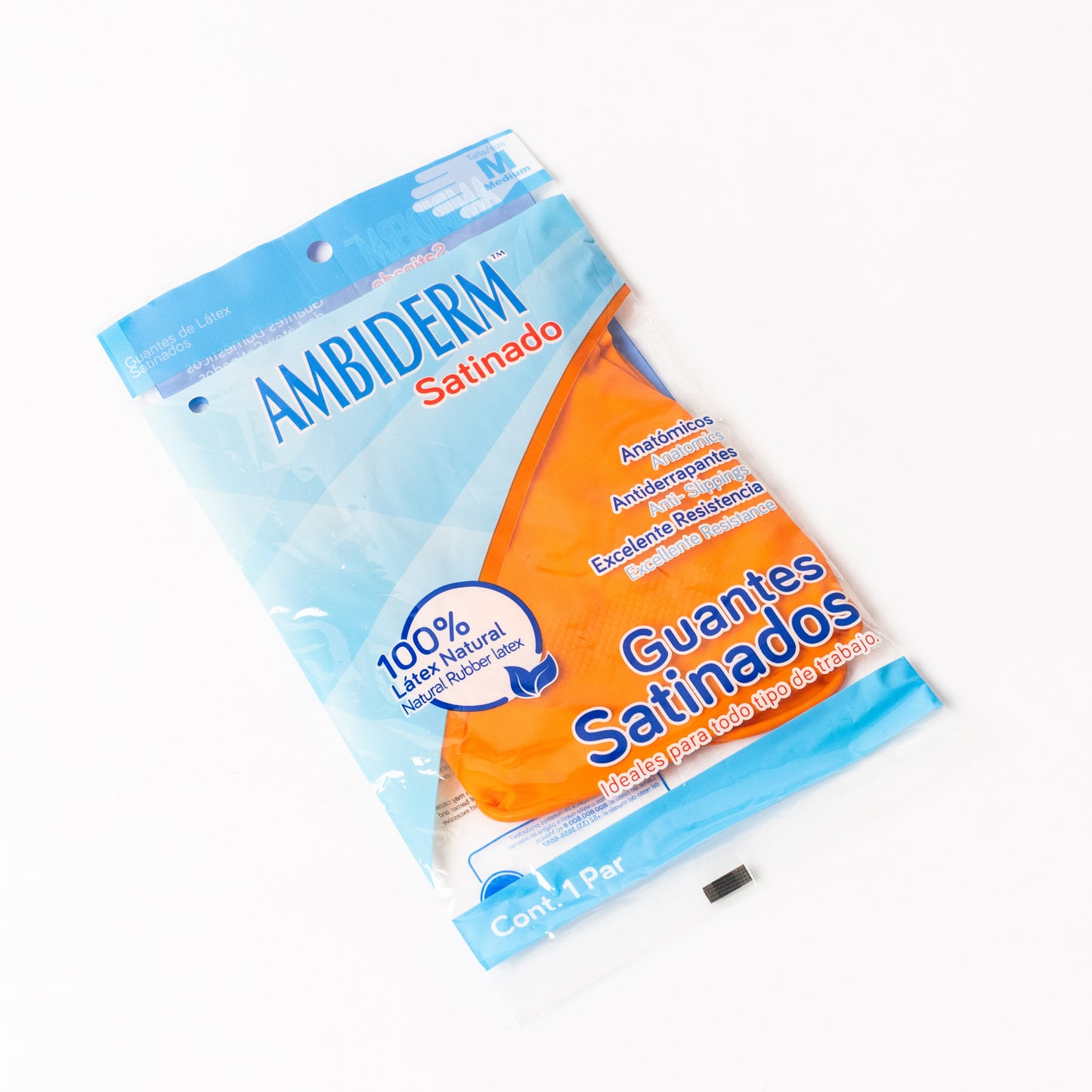 AMBIDERM - GUANTE SATINADO NARANJA M C/1 PAR