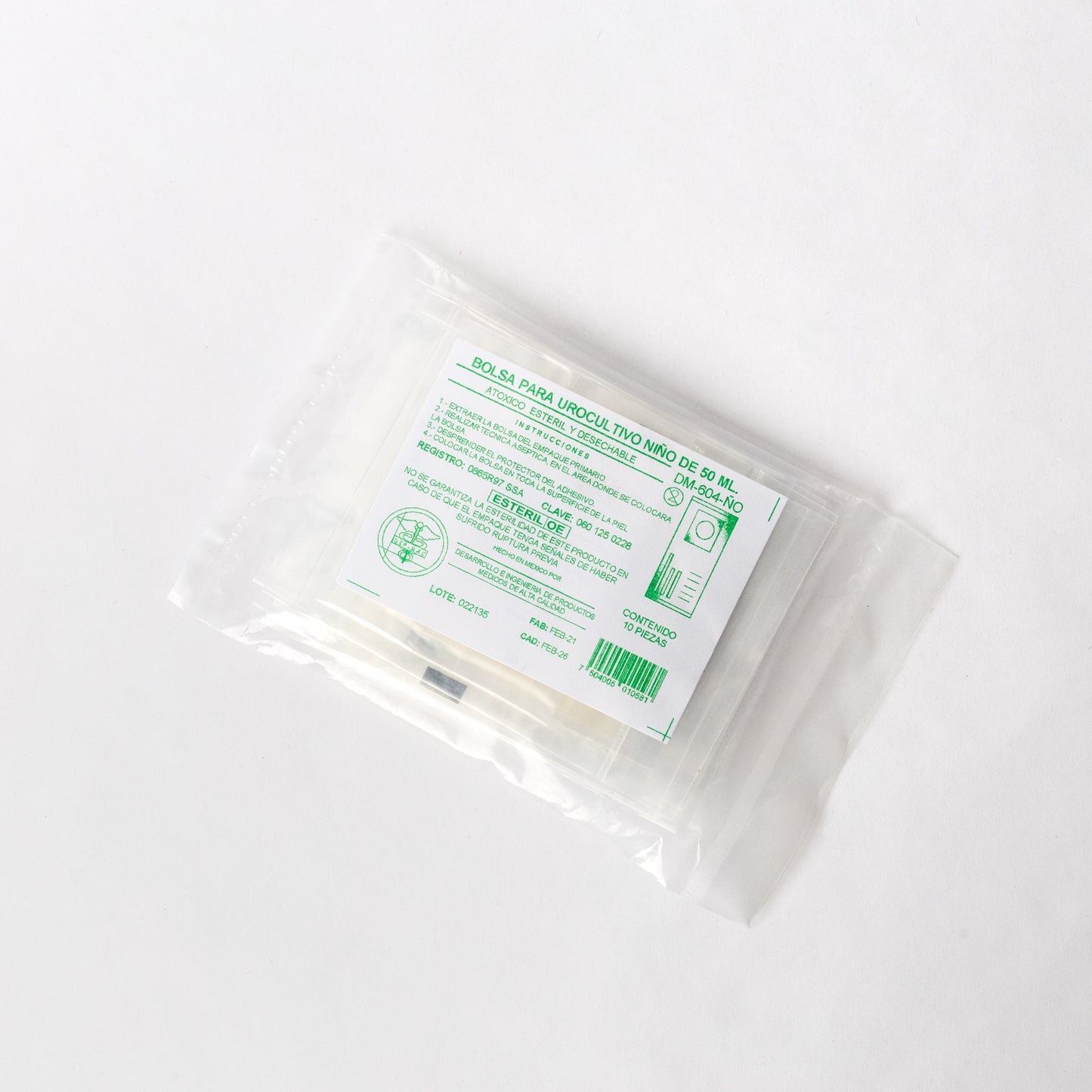 Bolsa para urocultivo niño