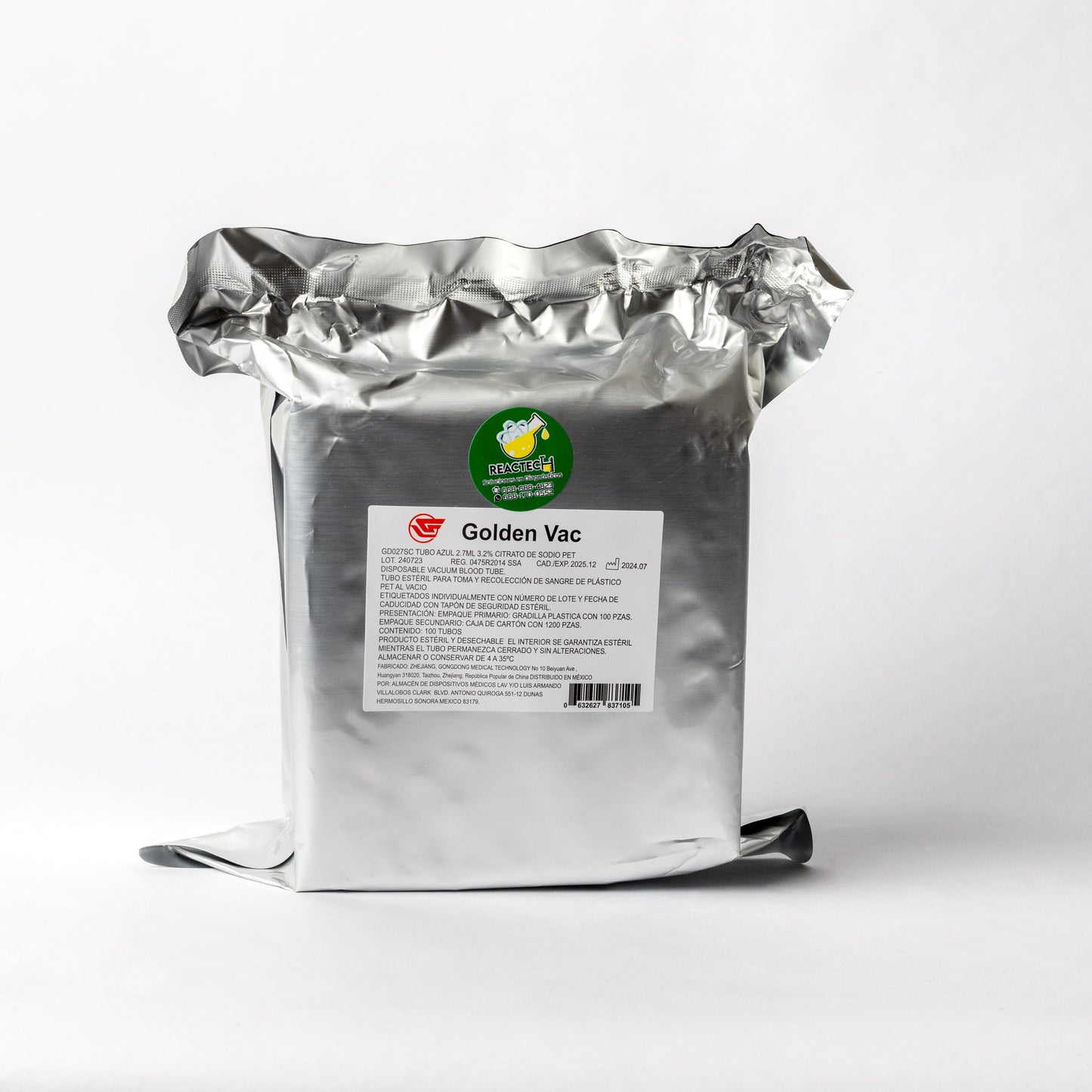 GOLDEN VAC-TUBO AZUL 3.2% CITRATO DE SODIO 2.7ml C/100