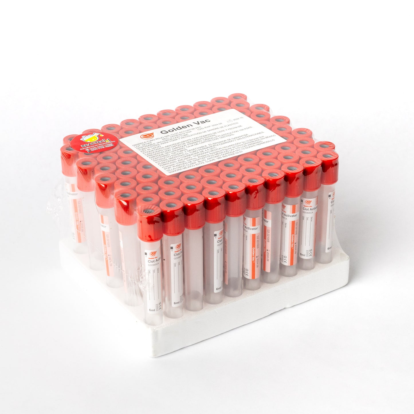 GOLDEN VAC-TUBO ROJO CLOT ACTIVATOR 6ML C/100