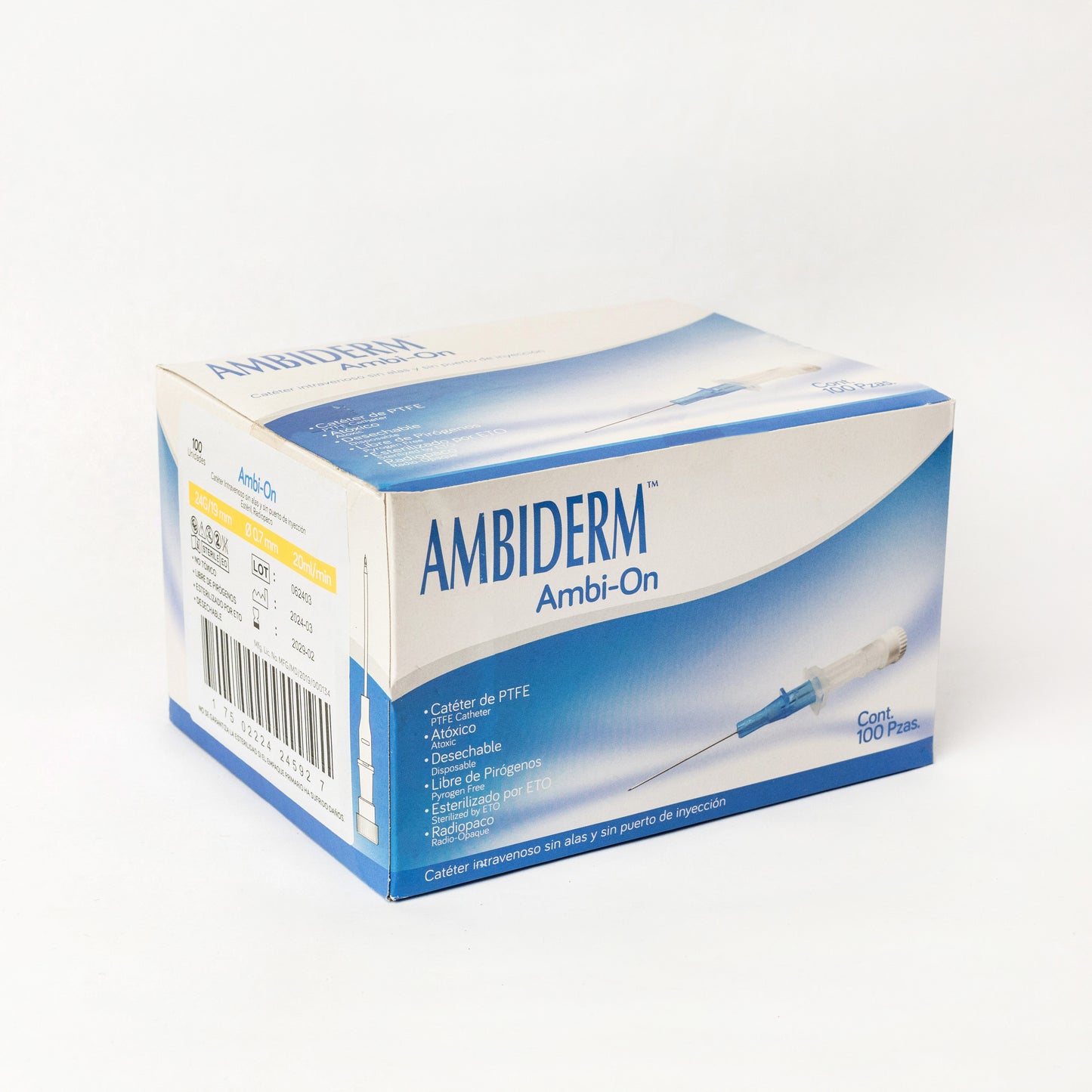 AMBIDERM - CATETER INTRAVENOSO 24G AMARILLO C/100