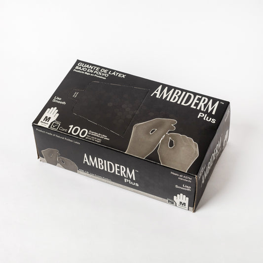 AMBIDERM - GUANTE LATEX PLUS NEGRO M C/100