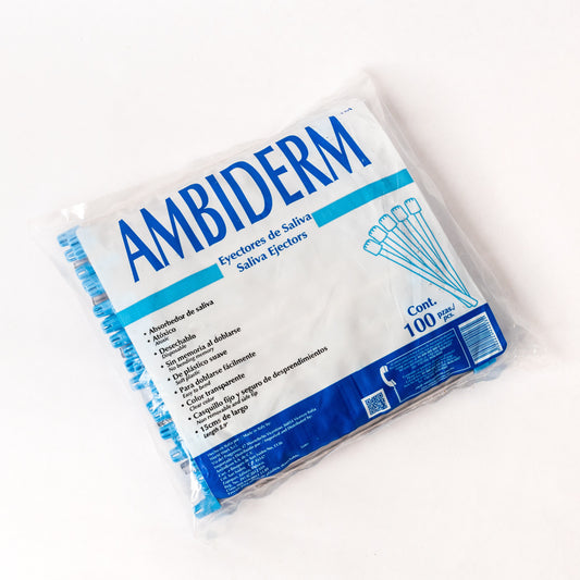 AMBIDERM - EYECTORES DE SALIVA TRANSP. 15cm C/100