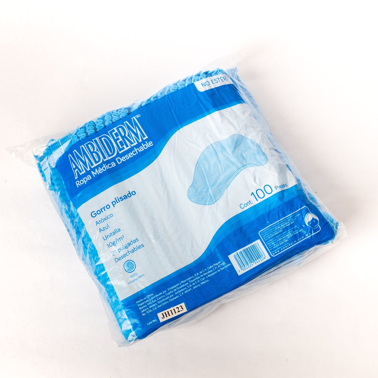 AMBIDERM - GORRO PLISADO AZUL C/100 PIEZAS