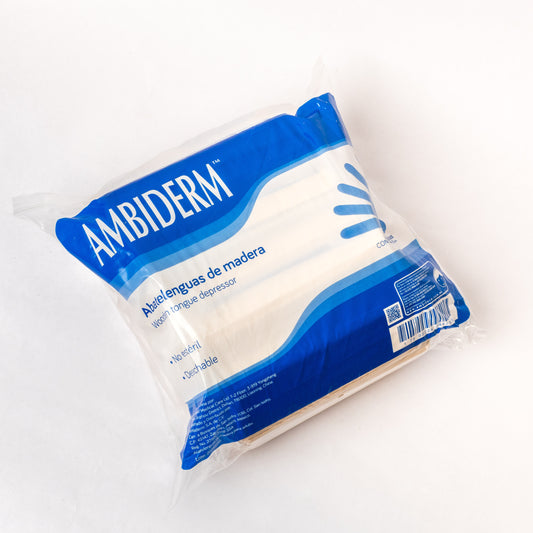 AMBIDERM - ABATELENGUAS DE MADERA C/500